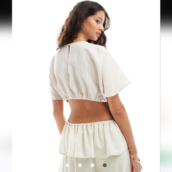 ASOS DESIGN linen look tee with open back in natural. Size US 6. NWT - Picture 4 of 15